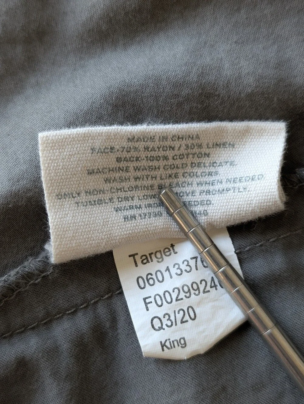 Casaluna Gray Rayon Linen Woven Pillowcases Zipper Size King